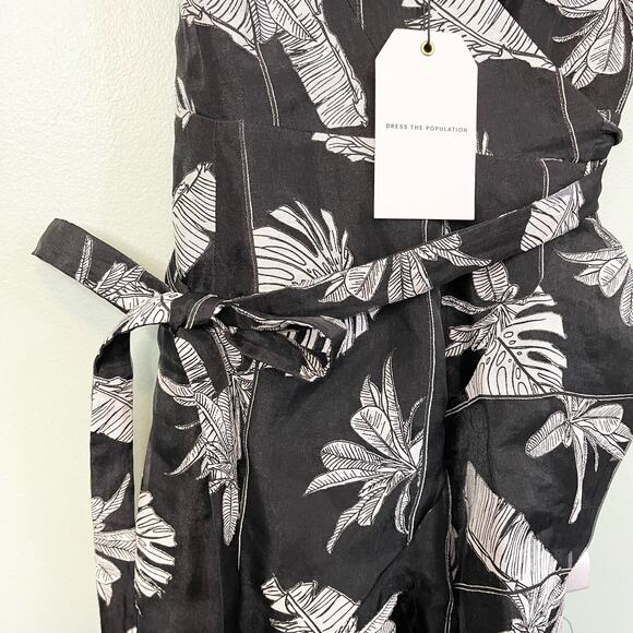 Dress The Population Delphine Black White Sleeveless Hi-Low Wrap Dress Small NWT - Picture 11 of 11